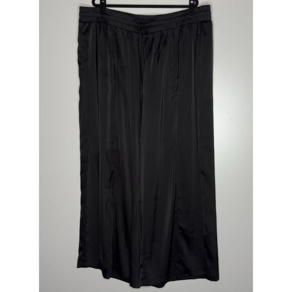 New Nina Parker Satin Wide Leg High Waist Pull On Black Pant Womens Plus Size 4X - Picture 1 of 9